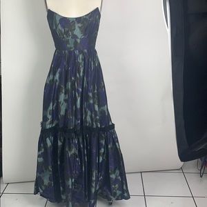 Derek Lam Haute Couture 100% organza silk strapless midi gown